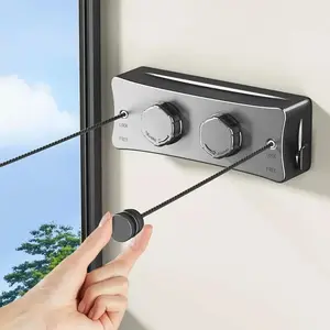 Retractable Double-Rope Clothes Line, 16.7 Ft Heavy-Duty Stainless Steel Laundry Hanging Line, Wall-Mounted Indoor-Outdoor Clothes Hanger, Space-Saving Durable Laundry Accessory, Easy-Installation Sports & Outdoor Accessory, Accessories