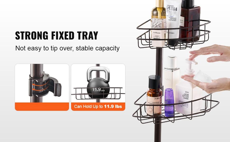 56 To 114 Inch Adjustable Shower Corner Caddy Tension Pole Rustproof Bathroom Organizer For Wet Areas, No-Drill Install, Strong Stainless Steel Construction, Anti-Rust Finish, Easy Assembly, Suitable For Small And Large Showers