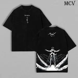Sanlan SanlanLiberty Motif Vintage Anime-Style Streetwear Oversized T-Shirt