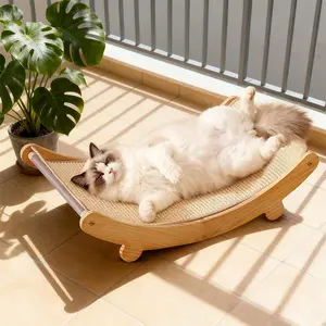 Multi-functional cat scratching post bed, suitable for indoor cats, cat scratching pad with hammock, cat chair, Scratcher board, natural sisal cat scratching post, suitable for large cats, cat scratching and resting area, cat furniture, durable sisal post