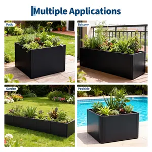Sturdy and Weather-Resistant Garden Pot Durable Black Metal Raised Planter Bed - Floor Standing Outdoor Plant Box - Iron Construction for Patio, Lawn & Yard Gardening - Sturdy and Weather-Resistant Garden Pot