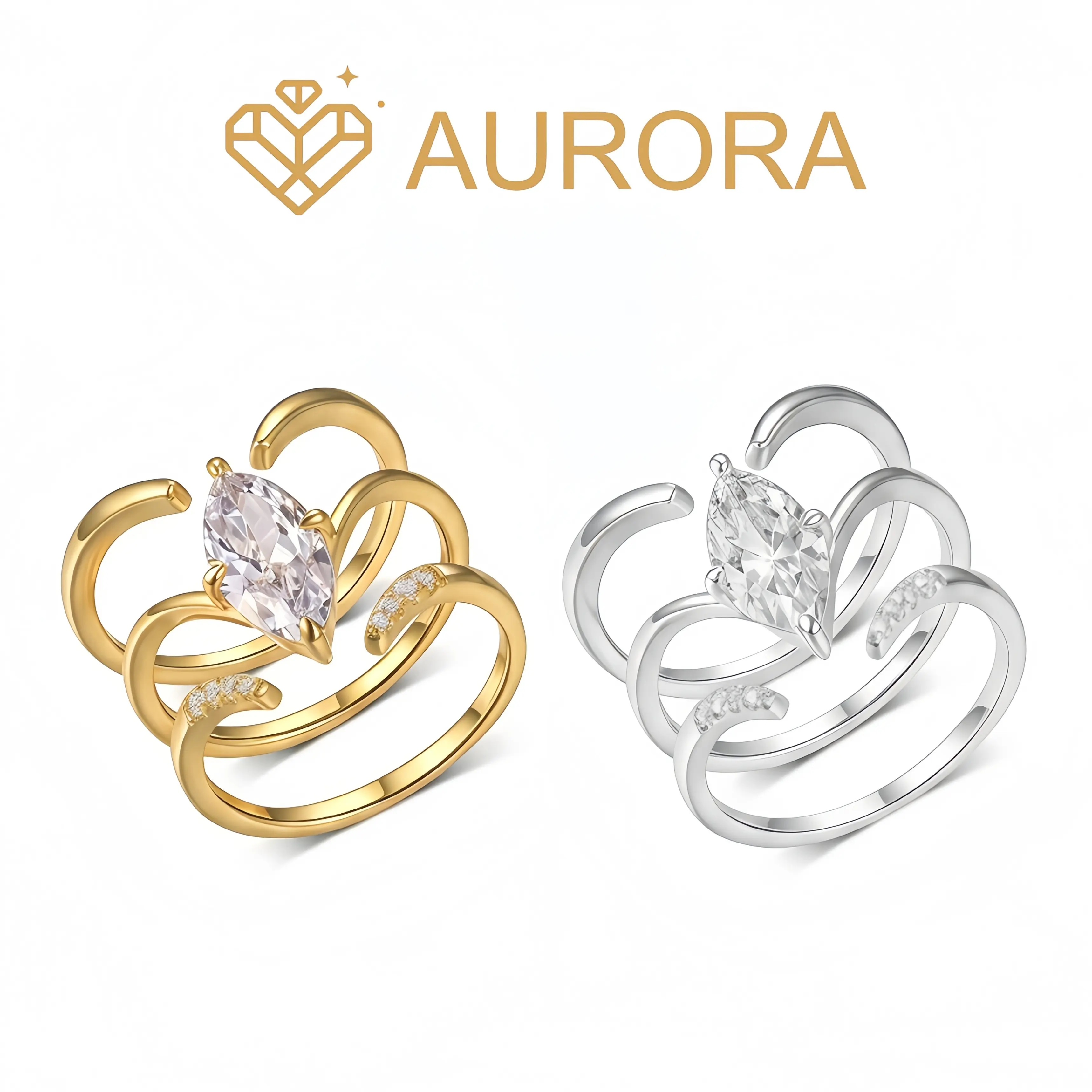 【#172 ArcTrio】Marquise Cut Moissanite ring Anniversary wedding ring Jewelry Synthetic Moissanite