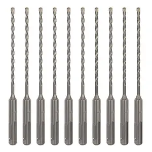 10-Pack 5/32 Inch x 6 Inch SDS Plus Rotary Hammer Drill Bits, Carbide Tipped for Brick, Stone and Concrete (5/32” x 4" x 6")