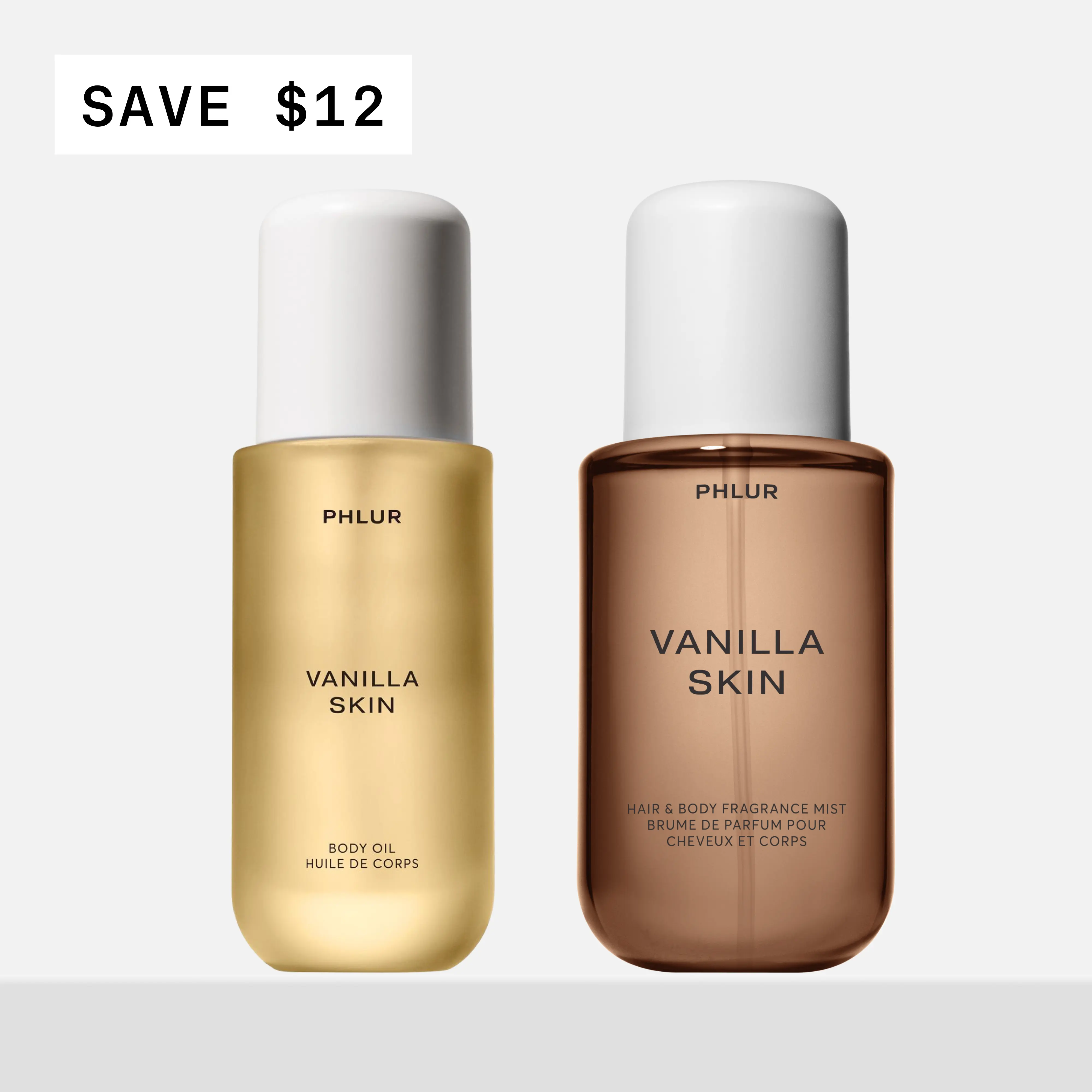 PHLUR Vanilla Skin Body Duo - Body Mist + Body Oil Set with Vanilla, Pink Pepper & Sandalwood (8 fl oz + 4 fl oz) PHLUR Vanilla Skin Body Duo - Body Mist + Body Oil Set with Vanilla, Pink Pepper & Sandalwood (8 fl oz + 4 fl oz)