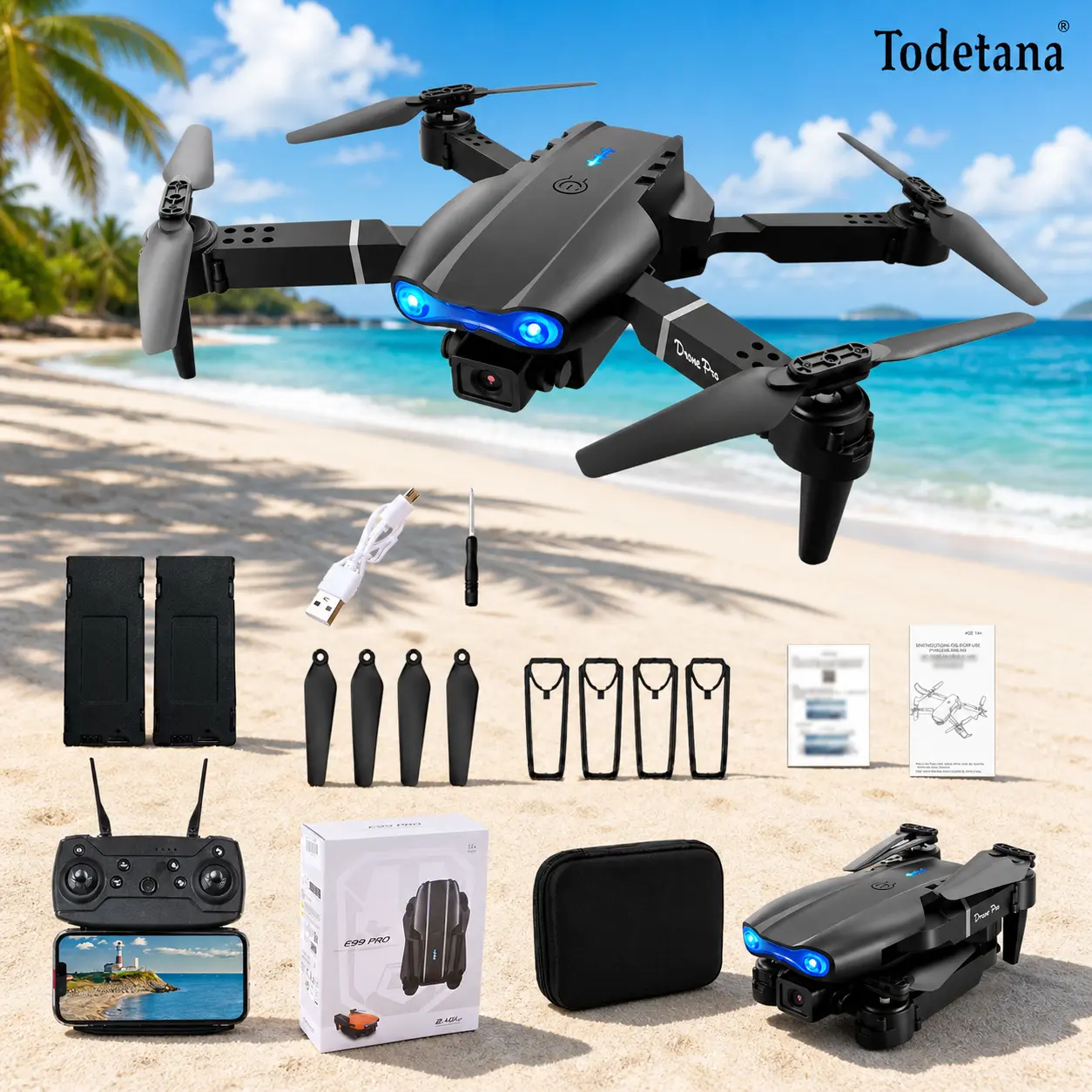 E99 Dual Camera Foldable Drone with Altitude Hold, One-Key Takeoff/Landing, 360° Flips & Headless Mode – Easy RC Quadcopter for Beginners