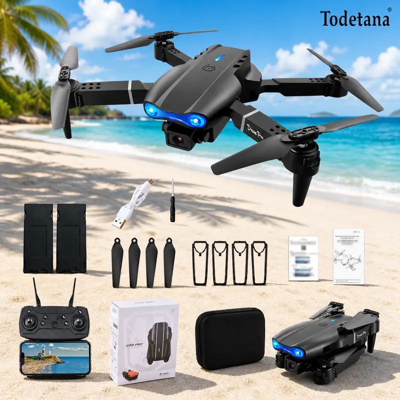 E99 Dual Camera Foldable Drone with Altitude Hold, One-Key Takeoff/Landing, 360° Flips & Headless Mode – Easy RC Quadcopter for Beginners