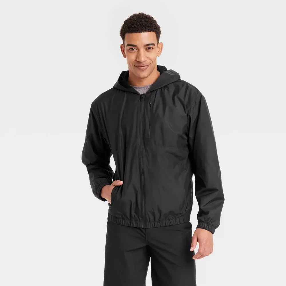 Men's Full-Length Polyester Windbreaker Coat - All In Motion, Menswear Garment