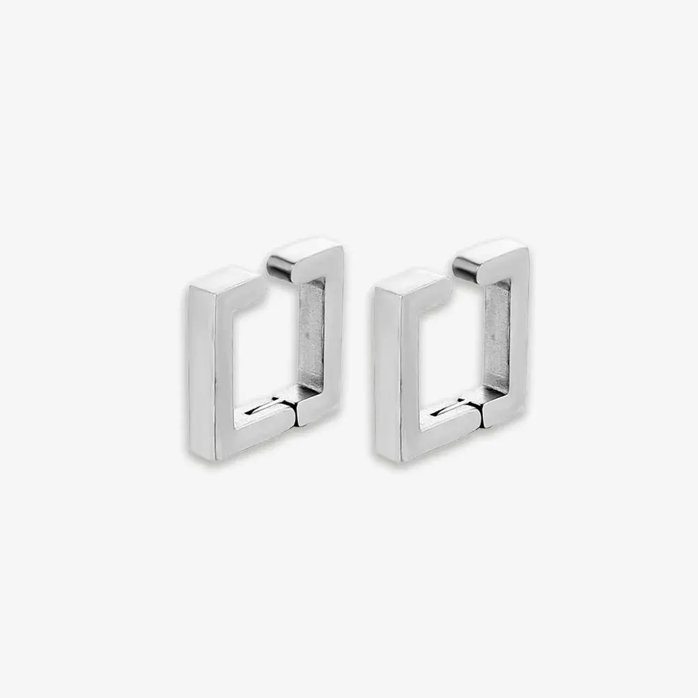 Geometric Square Clip-On Earrings in Silver