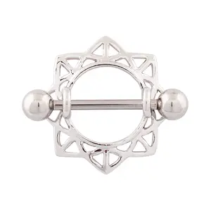 Women's Geometric Nipple Ring - Medical Stainless Steel Rod Body Piercing, Sexy Nightclub Fashion Accessory, Female