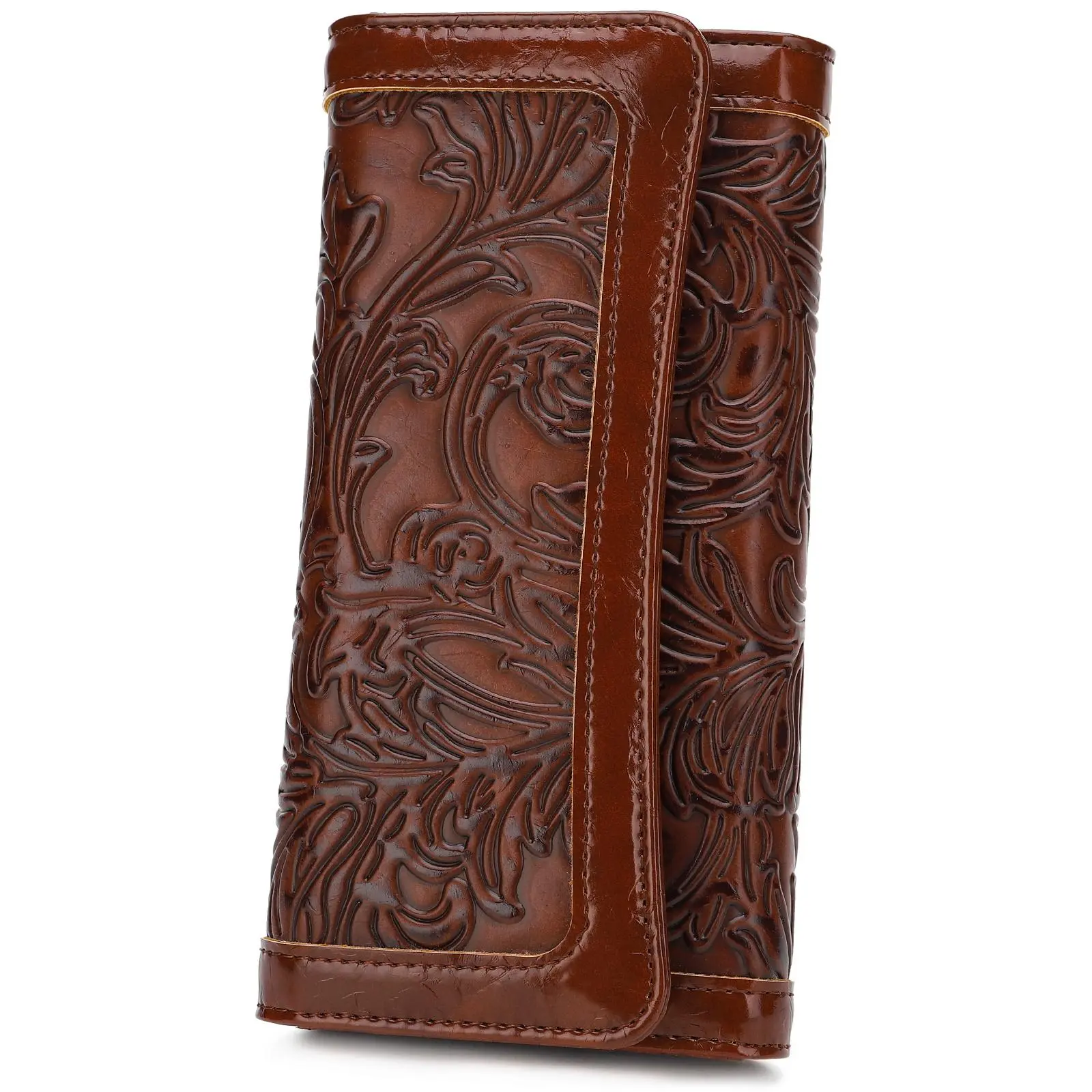 APHISON Women's Orchid Floral Embossed PU RFID Blocking Trifold Wallet - Ladies Long Clutch, Card Holder, Phone & Checkbook Organizer, Gift for Women, Stylish Wallet, Trifold Wallets backtoschool