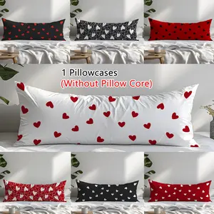 1 piece body pillowcase, digital printing technology, Valentine's Day heart-shaped pattern pillowcase, soft and skin-friendly bedding, guest room hotel gift, Christmas, birthday exchange gift