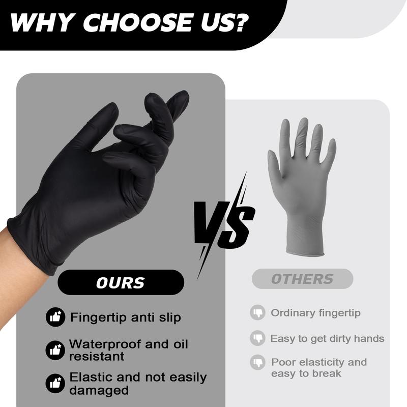 3.5Mil Black Nitrile Disposable Gloves, Latex&Powder Free Durable Professional Ambidextrous Work Cleaning Gloves for Cleaning Gardening Food Prep Cooking Painting DIY Outdoor Light Mechanic Work Household Hardware Tasks