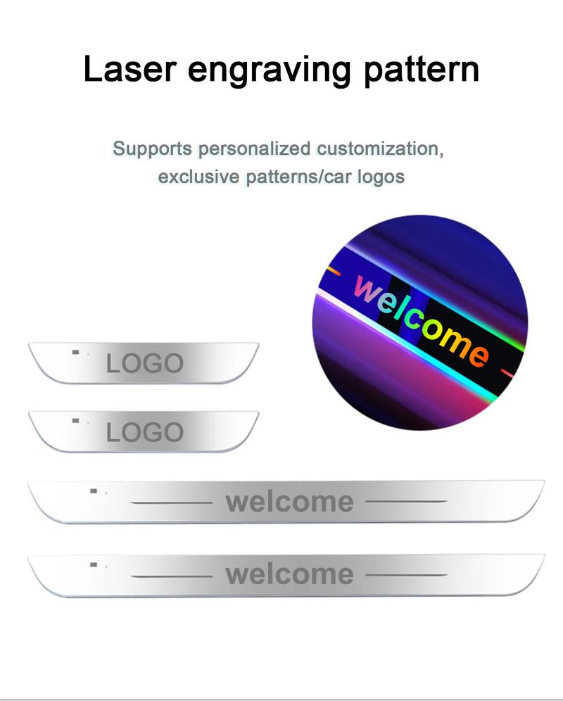 4PCS Car Door Sill Light Threshold Lamp Logo Projector Lamp Power Moving LED Welcome Plate Pedal Light Protect Car Doors adjustable brightness 4PCS Car Door Sill Light Threshold Lamp Logo Projector Lamp Power Moving LED Welcome Plate Pedal Light Protect Car Doors adjustable brightness