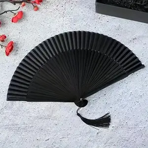 Vintage Black Bamboo Portable Folding Fan, Handmade Fan, Lightweight and Durable Fan, Suitable for Parties, Weddings and Daily Cooling, Decor