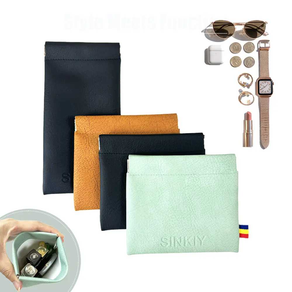 SINKIY Purse Chaos Fixer Pouch Mini Auto Closure Snappy Pouch For Keys/Changes/Coins/Lipstick/Cards Bag essentials in Marshmallow Colors Cosmetic Accessories Organizer Makeup Pouch Waterproof Pouch