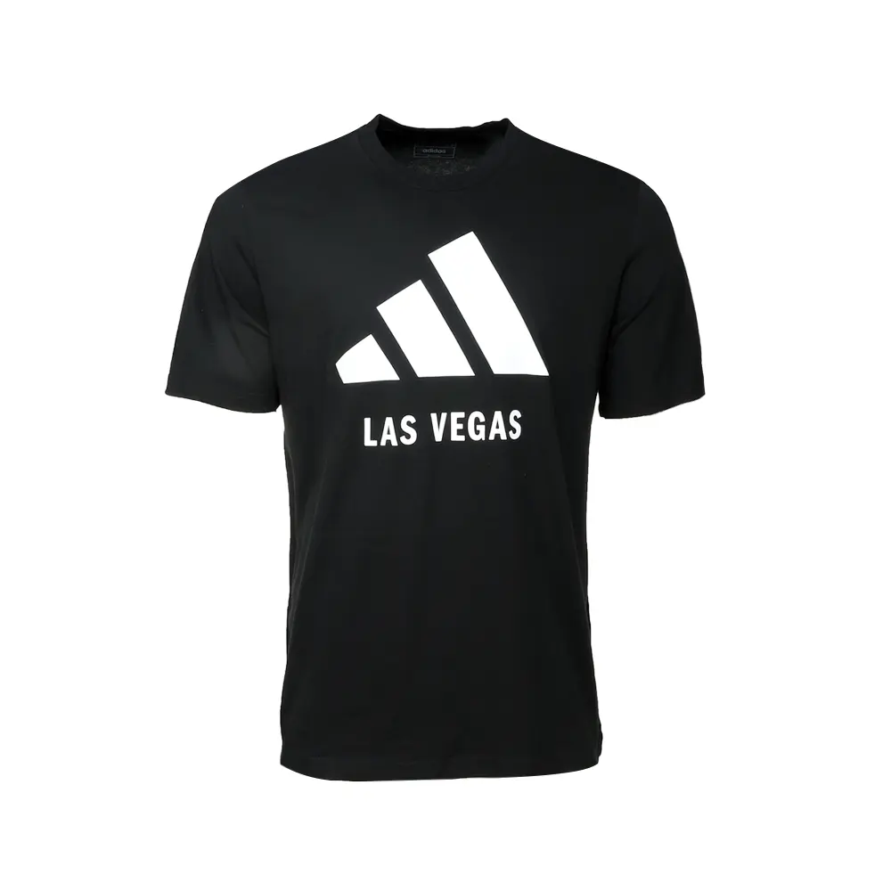 adidas Mens Las Vegas Logo Crew Neck Short Sleeve Casual Tops Casual - Black