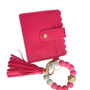 Hot Pink Beaded Wallet with Tassel bag smart