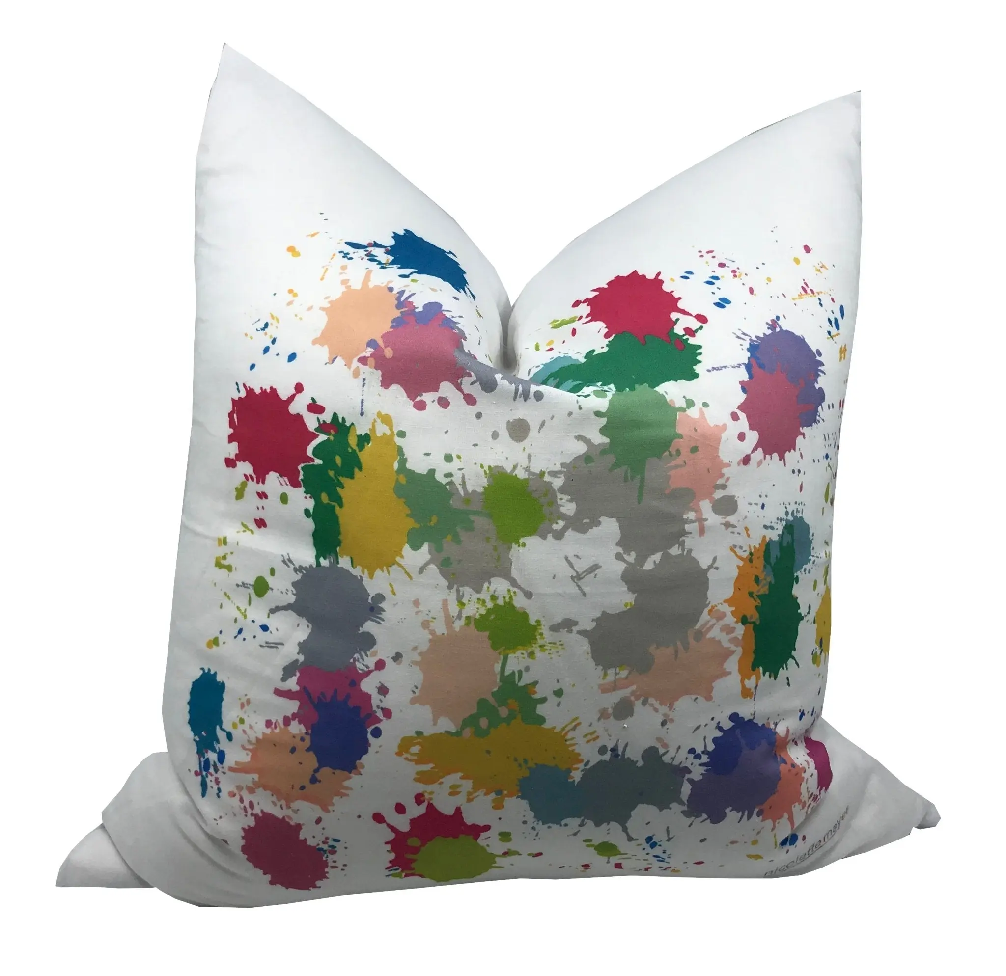 Paint Splatter Linen Cotton 22x22 Square Pillow