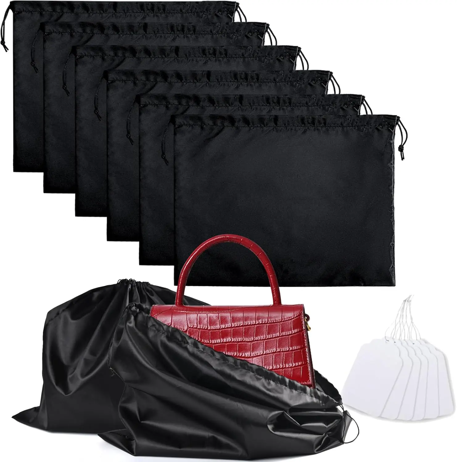 6-Pack Modern Smooth Adjustable Silk Drawstring Dust Covers - Machine Washable, Dustproof, Protective Home Care Supplies for Purse, Handbag Storage, Machine Washable Covers, Dustproof Dust Covers