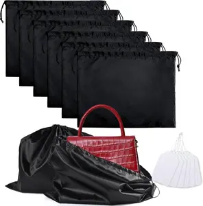 Large Smooth Adjustable Modern Dust Bags for Purse, Handbag, Shoe Storage - 6-Pack Silk Drawstring Dust Covers for Home Care Supplies