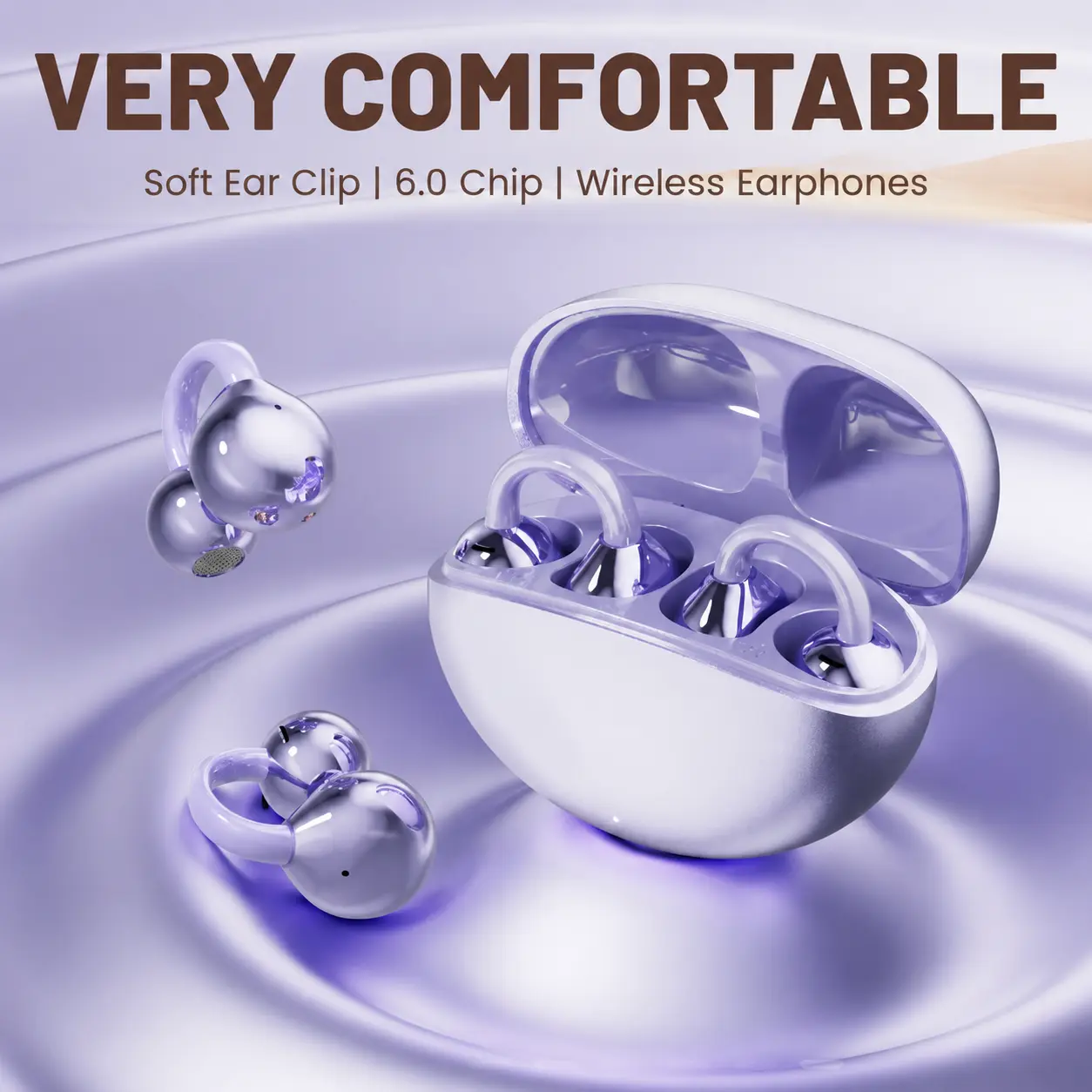 Clip-on Wireless Earbuds, Bow Earrings, Sports Earphones Featuring 6.0 Pulse Direction Technology; Waterproof Audio Earbuds For Music And Calls; Comfortable For Sports; Noise-cancelling Headphones.