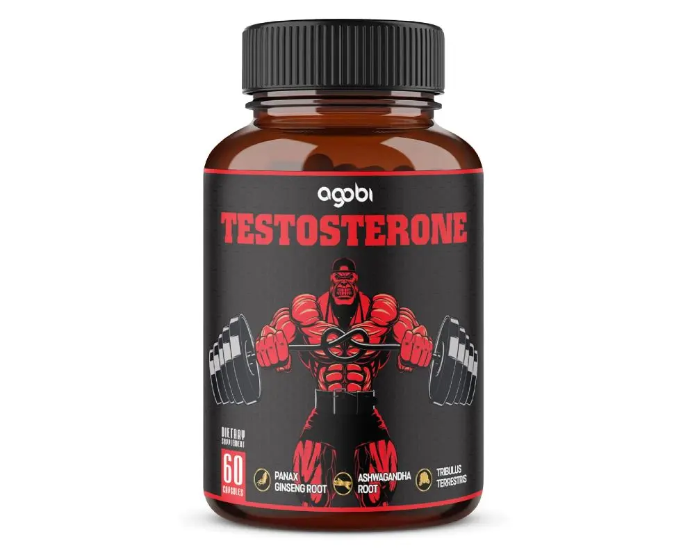 agobi Testosterone Supplement for Men - 11 Herbs - Ashwagandha, Tribulus, Ginseng & More - 60 Capsules for 1 Month