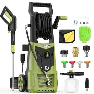 Himotor Electric Pressure Washer - Max 1400W 2.8GPM with Nozzle Set, Power Washer with Hose Reel, Foam Cannon Included, Car Wash Machine with Wash Mitt, High Pressure Washer for Deck, Driveway, Patio
