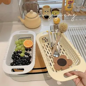 Adjustable Expandable Sink Filter, Multi-Purpose Fruit Vegetable Strainer, Rust-Resistant Plastic Kitchen Tool, Efficient Prepping Accessory