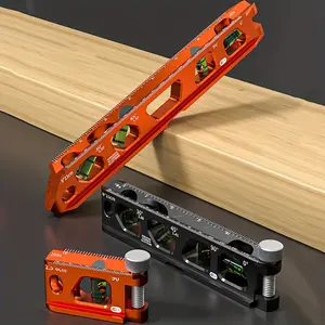 Single Magnetic Pipeline Level Ruler Featuring a Scale, V-Groove, And Magnetic Rails, Made of Aluminum, Designed for Leveling, Measuring, Marking, And Cutting Tasks