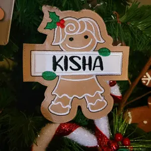 Personalized Gingerbread Embroidered Christmas Ornaments for the family