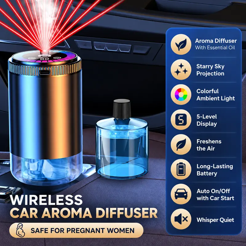 Diffuser Cars Star Sky Projection Car Aroma Diffuser with Sound Pickup Function,USB ...