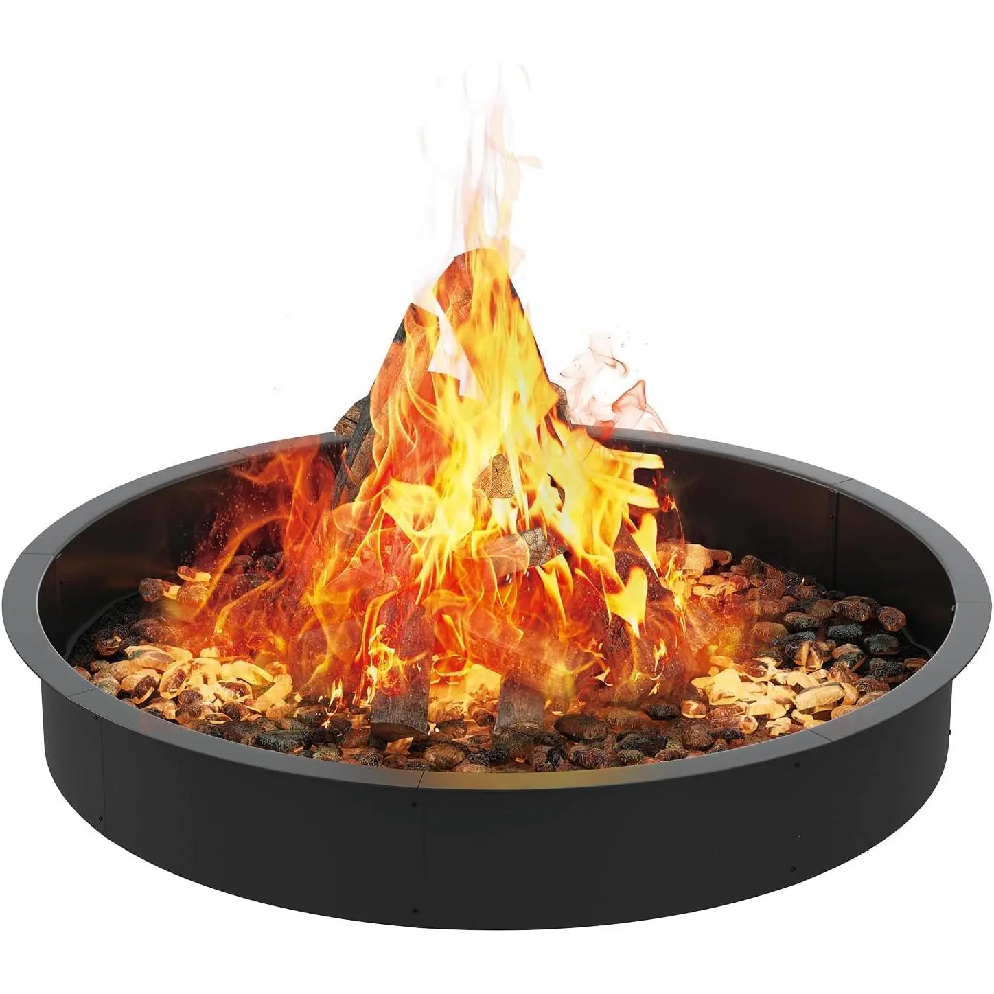 Smokeless Fire Pit Ring – Heavy Duty Rust-Proof Steel, 36 & 48 Inch Options, Ventilation Holes for Maximum Airflow, Easy Install, Portable, Deck Friendly, Firewood Stove, Garden, Patio, Backyard, Camping – Fire Pit Insert
