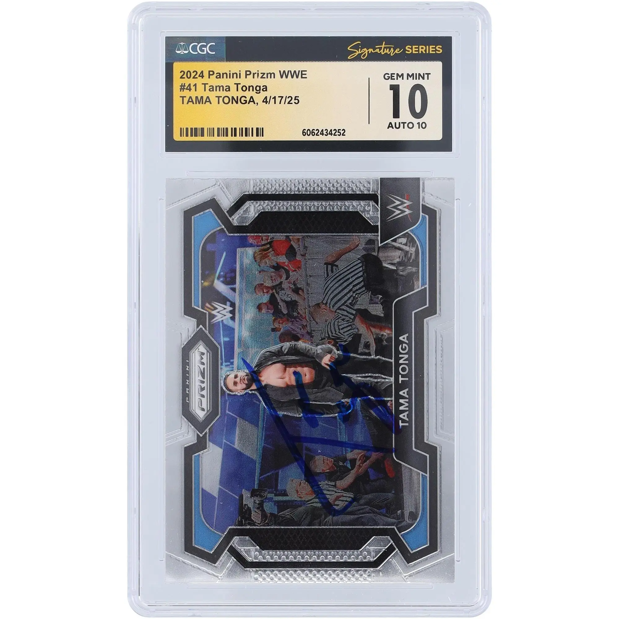 Tama Tonga WWE Autographed 2024 Panini Prizm #41 CGC Fanatics Witnessed Authenticated 10/10 Card - Fanatics Authentic Certified