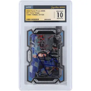 Tama Tonga WWE Autographed 2024 Panini Prizm #41 CGC Fanatics Witnessed Authenticated 10/10 Card - Fanatics Authentic Certified