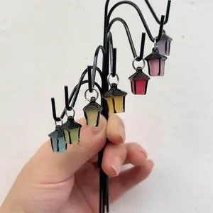 Glow in the Dark Garden Stake with Fairy Resin Miniature and Colorful Lanterns, Rustic Outdoor Christmas Decor, Indoor Craft and Tabletop Decoration, Garden Accessories, Lights