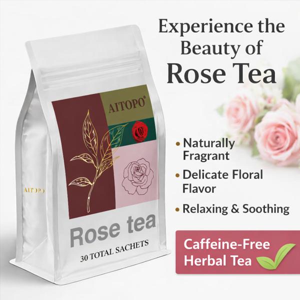 AITOPO Chinese Pu'er Rose Tea 60g （2g*30bags ）Healthy Wellness Tea for Valentine's Day Buy one, get one free