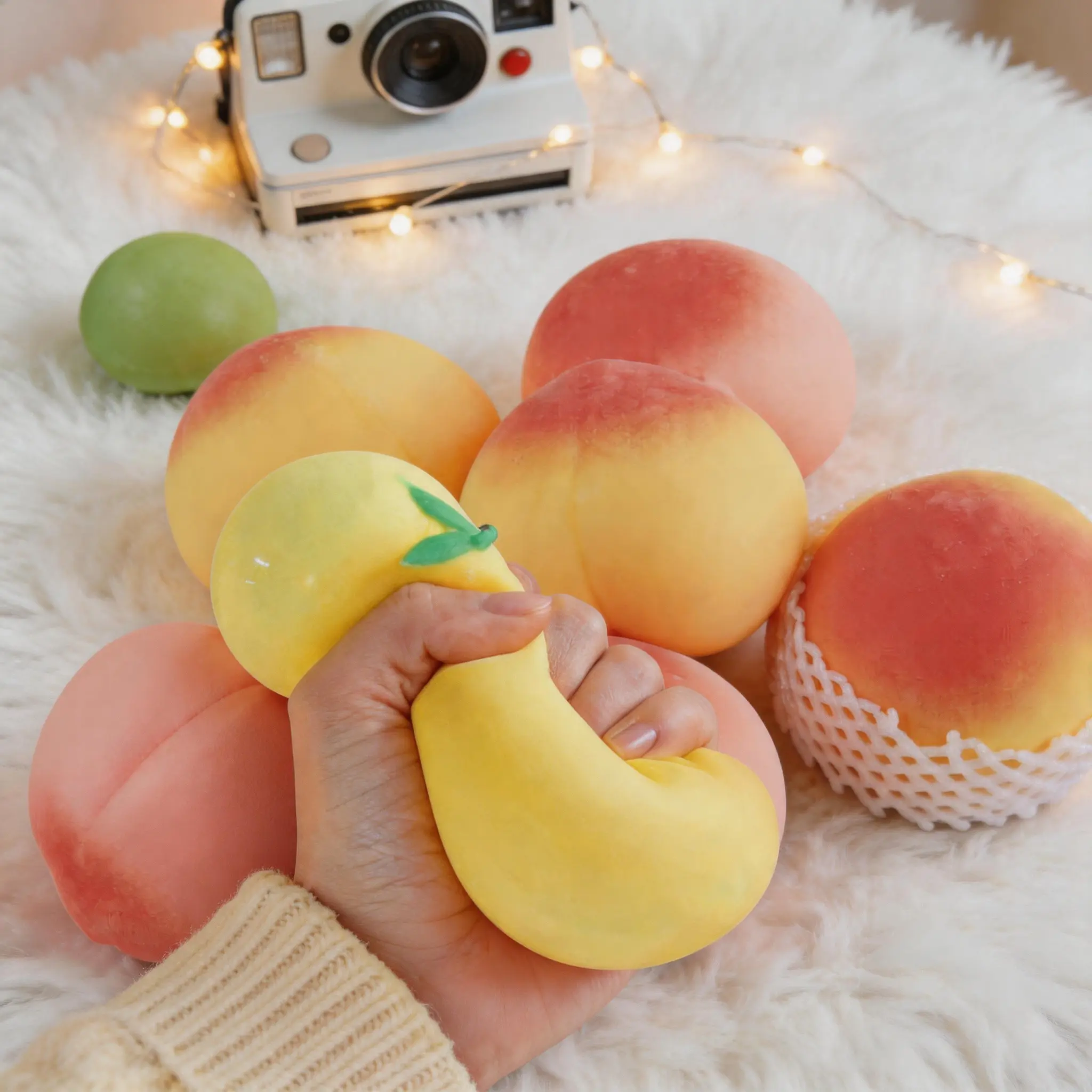 Realistic Peach Maltose Squishy Stress Relief Toy, Soft Slow Rebound Lifelike Fruit Squeeze Sensory Fidget Toy, Cute Novelty Decompression Toy for Adults & Kids, Funny Desk Decor Prank Gag Gift