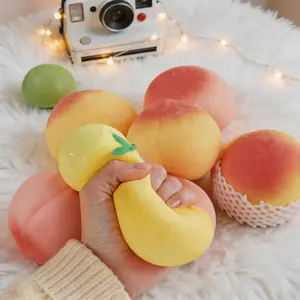 Realistic Peach Maltose Squishy Stress Relief Toy, Soft Slow Rebound Lifelike Fruit Squeeze Sensory Fidget Toy, Cute Novelty Decompression Toy for Adults & Kids, Funny Desk Decor Prank Gag Gift