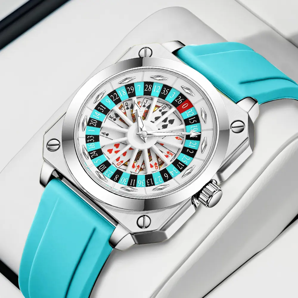 VA VA VOOM God of Gamblers Watch, Men's Time, Rotating Wheel, Poker Personality, Non Automatic Watch, Waterproof, Night Light, Valentine's Day Gift