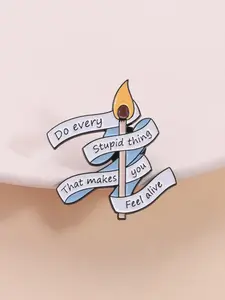 Cartoon Badge Attitude Declaration Style, Burning Match Design, Suitable for Active Life Enthusiasts, Daily Backpack Decoration