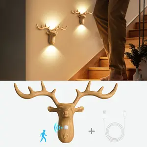 Smart LED Deer Step Light With Touch Dimming & Motion Sensor, Wireless Magnetic Wall Lamp, 1200mAh USB Rechargeable Night Light, Suitable For Stairs, Corridor, Bathroom, Bedrooms, Cabinets, Living Room, Bar Cabinet