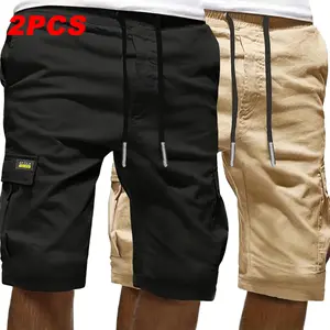 Men’s Summer Casual Cargo Shorts, 2-Pack – Loose Straight-Leg Bermuda Shorts with Multiple Pockets, Trendy Versatile Breathable Comfortable Non-Stuffy Design, Suitable for Fitness, Running, and Everyday Wear