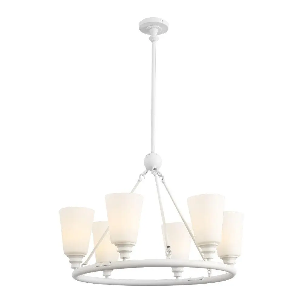 Denis 27.5" 6-Light Modern Minimalist Iron/Glass LED Chandelier Denis 27.5" 6-Light Modern Minimalist Iron/Glass LED Chandelier