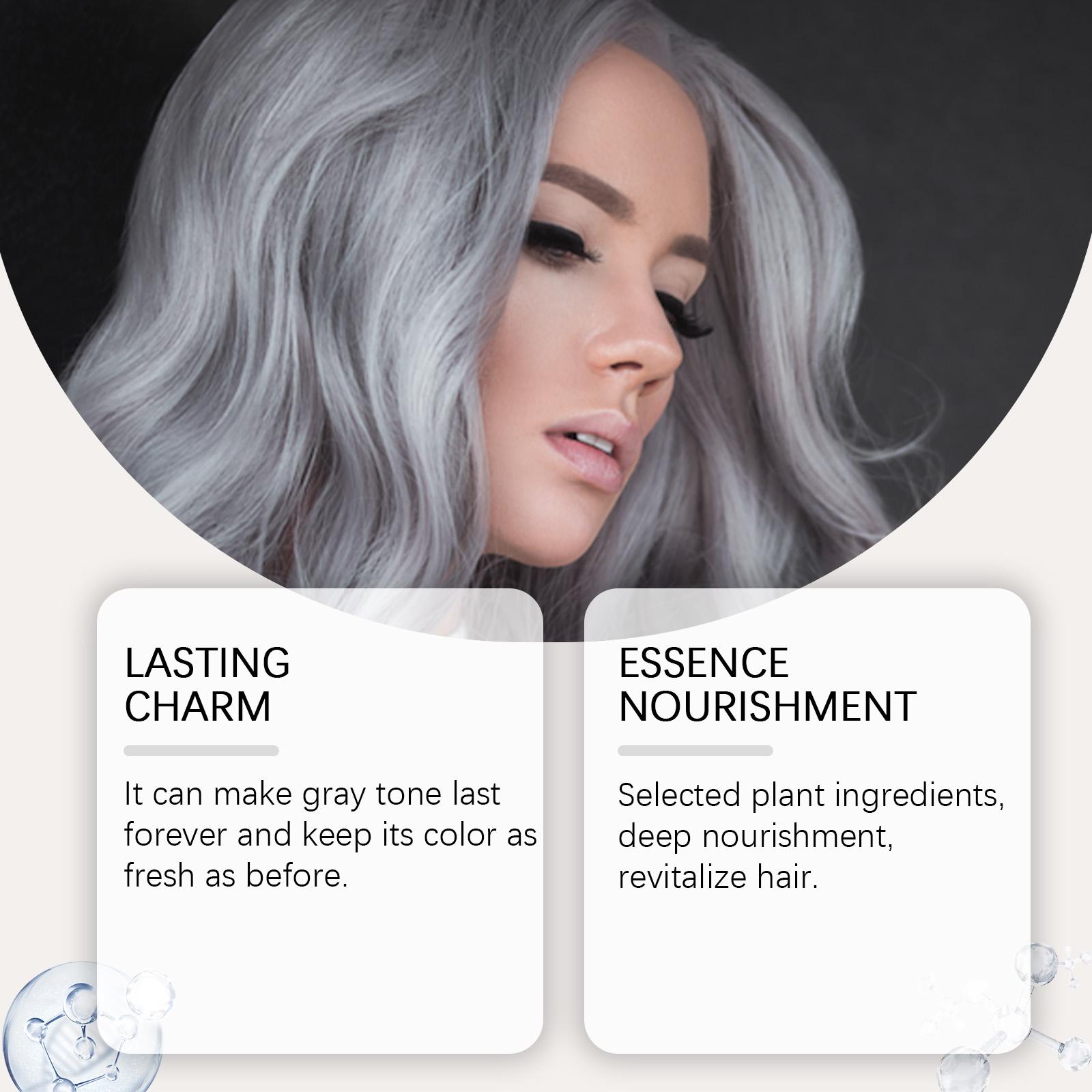 Silver Hair Dye – Silver Gray Hair Color for Lightened & Bleached Hair, 2-in-1 Nourishing Color & Conditioner, Suitable for All Hair Types, 1 Fl Oz