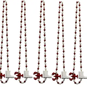 42" Crawfish with Boots Mardi Gras Beads (Dozen)