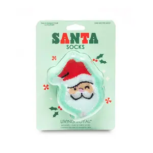 3D Packaged Crew Socks - Christmas Holiday - Santa - Green