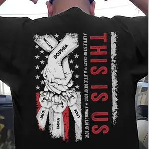 This Is Us Personalized Fathers Day Shirt Printed on Back, Dad Shirt With Kids Names, Father's Day Gift for Dad, New Dad Shirt, Custom Fist Bump Dad Tee