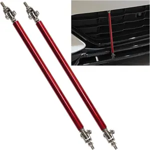 2PCS Adjustable 8"-11" Universal Car Front Bumper Lip Splitter Diffuser Support Strut Rods Compatible with Most Vehicles (Red)
