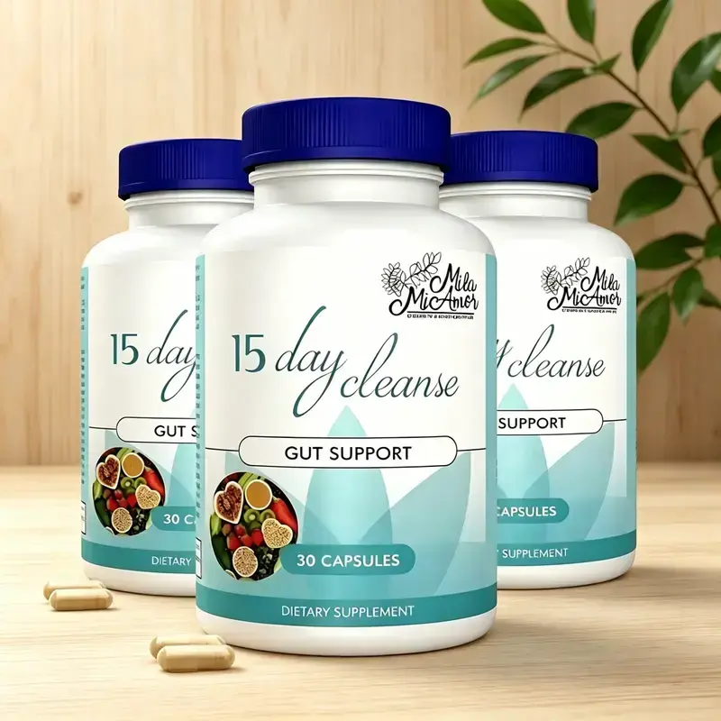 Mila McAnner 15 Day Cleanse - Gut and Colon Support | Caffeine Free | Advanced Formula with Senna, Cascara Sagrada, & Psyllium Husk | Non-GMO | 30 capsules