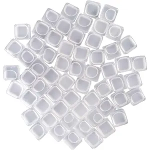 60 Pcs Reuable Ice Cubes White Clear Plastic Keep Drinks Like Lemon Wine Water Cool Longer Perfect for Party Wedding Filled With Pure Water